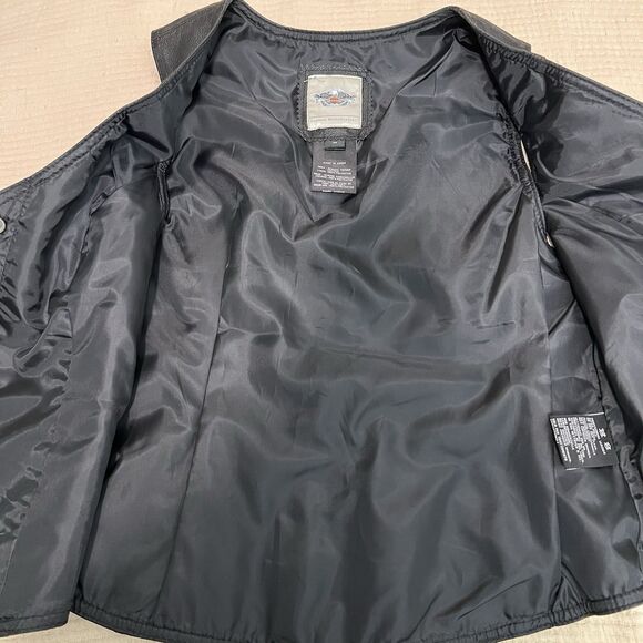 Harley Davidson Women's Black Embroidered Vest Medium Pig Leather Snap Up Biker - Picture 11 of 16